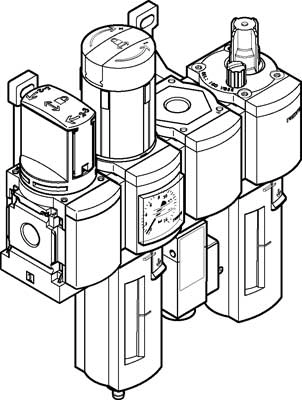 Блок подготовки воздуха, комбинация Festo MSB4-1/4:C3J1F3M1-WP