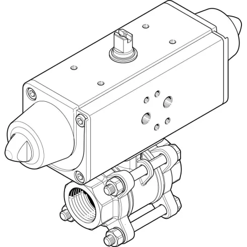 Шаровой кран с приводом Festo VZBA-3/8″-GG-63-T-22-F0304-V4V4T-PS15-R-90-4-C Ру63 Ду10 (PN63 DN10)