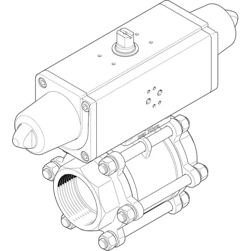 Шаровой кран с приводом Festo VZBA-3″-GG-63-T-22-F0710-V4V4T-PS180-R-90-4-C Ру63 Ду80 (PN63 DN80)