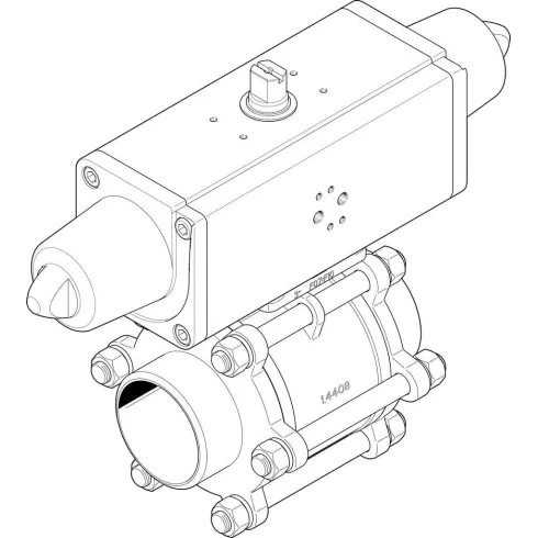 Шаровой кран с приводом Festo VZBA-3″-WW-63-T-22-F0710-V4V4T-PS180-R-90-4-C Ру63 Ду80 (PN63 DN80)