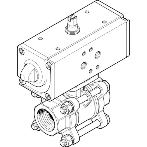 Шаровой кран с приводом Festo VZBA-3/8″-GG-63-T-22-F0304-V4V4T-PP15-R-90-C Ру63 Ду10 (PN63 DN10)