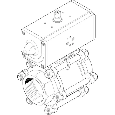 Шаровой кран с приводом Festo VZBA-3″-GG-63-T-22-F0710-V4V4T-PP180-R-90-C Ру63 Ду80 (PN63 DN80)