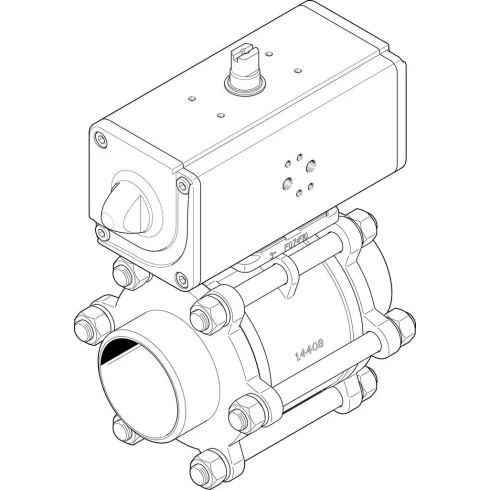 Шаровой кран с приводом Festo VZBA-4″-WW-63-T-22-F10-V4V4T-PP240-R-90-C Ру63 Ду100 (PN63 DN100)